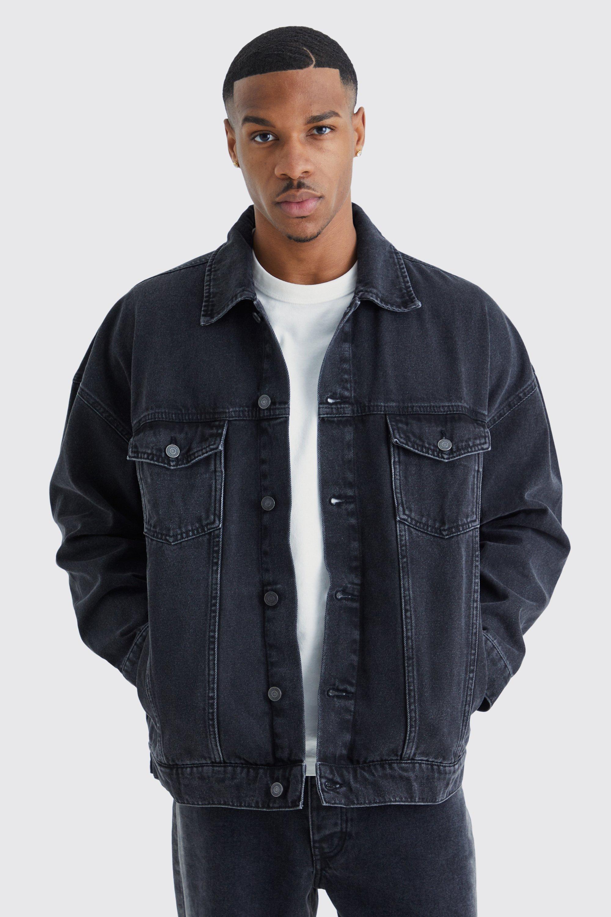 Oversized denim hot sale jacket mens